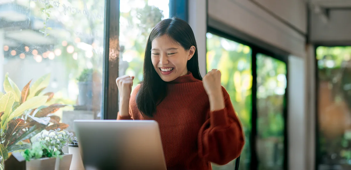 girl smiling celebrating
