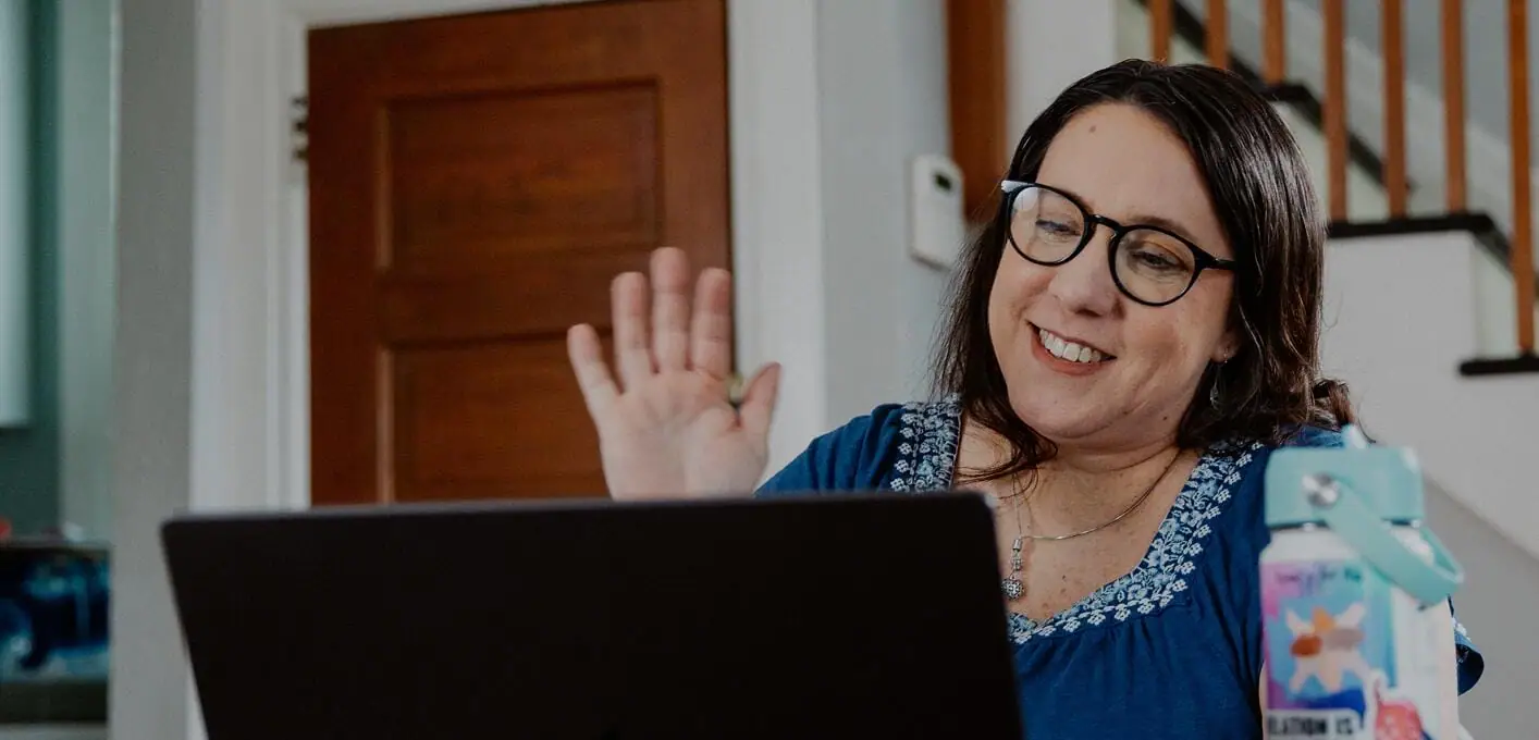 Teacher working with her laptop
