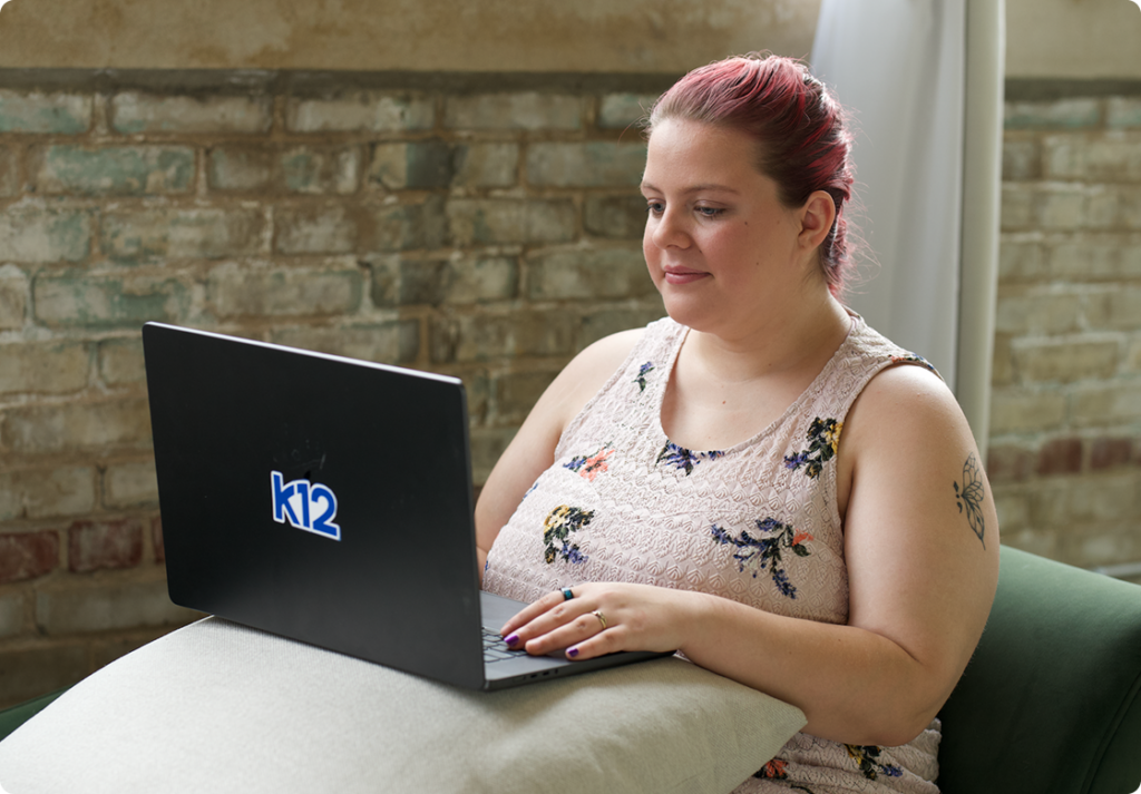 Student working with her laptop