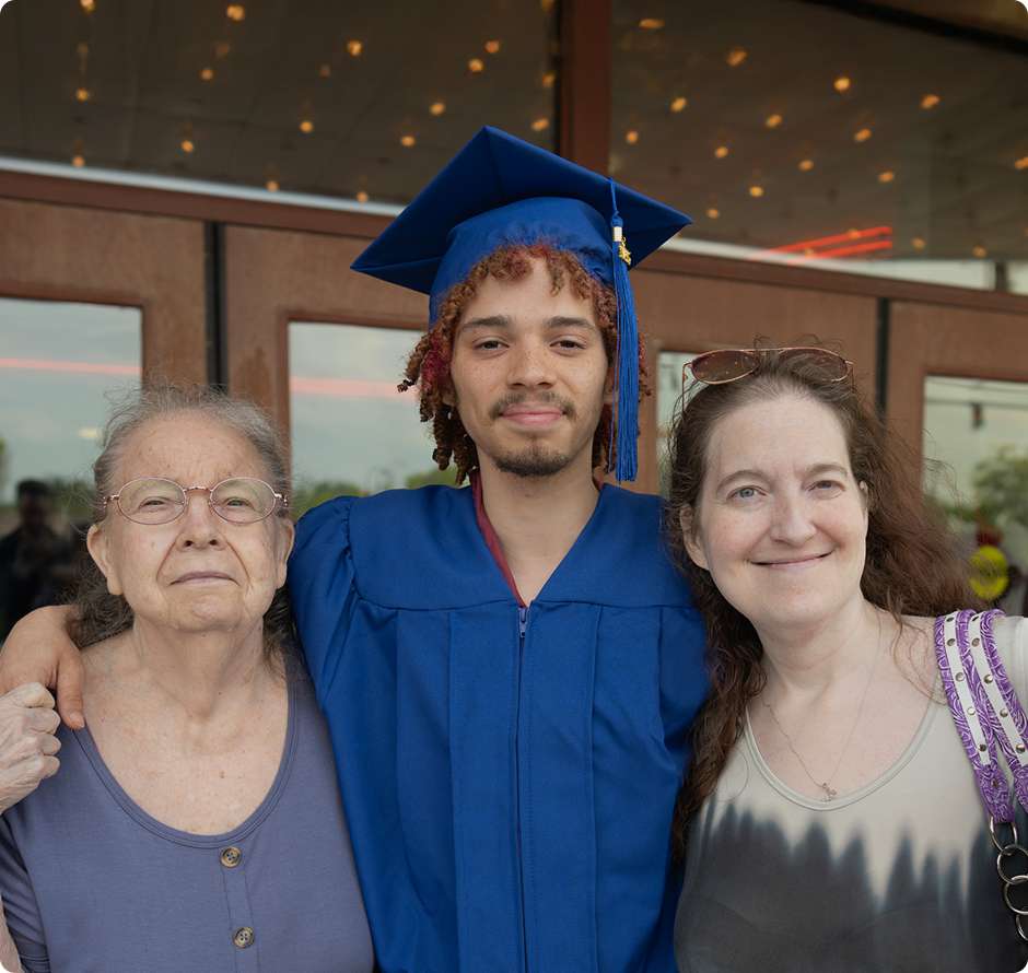 Graduate student with his family