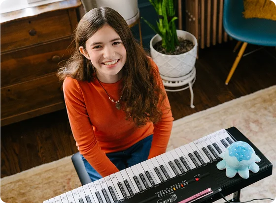 Student with her piano